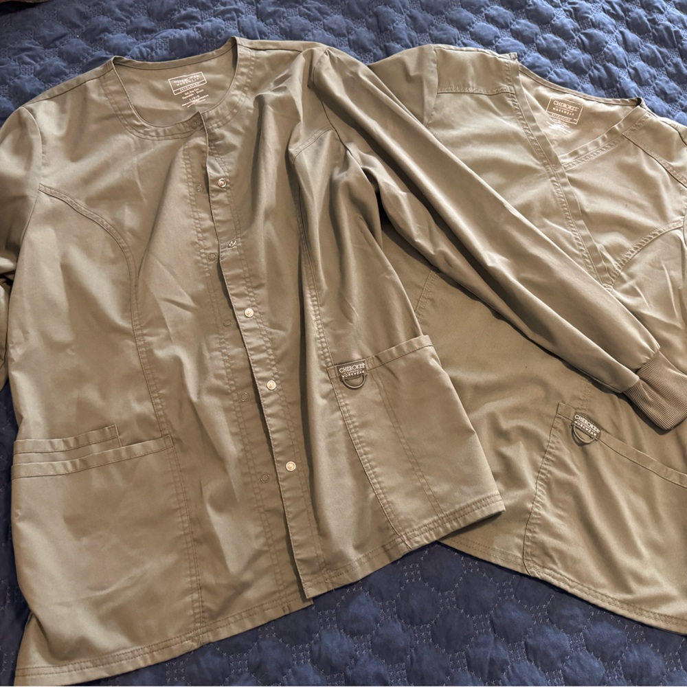 Cherokee Olive Green Utility Scrub Jacket Pair